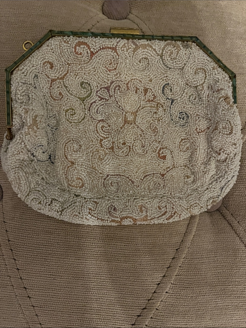 Royal Bags - Made in France - Vintage Beaded Ivory Clutch Bag Small